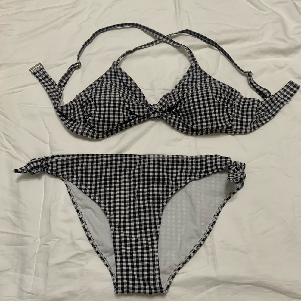 Black and White Gingham Print Bikini